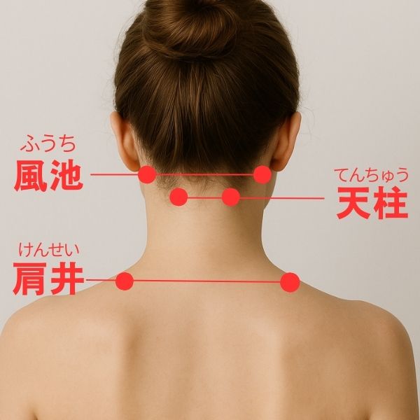 片頭痛 ツボ 風池 天柱 肩井